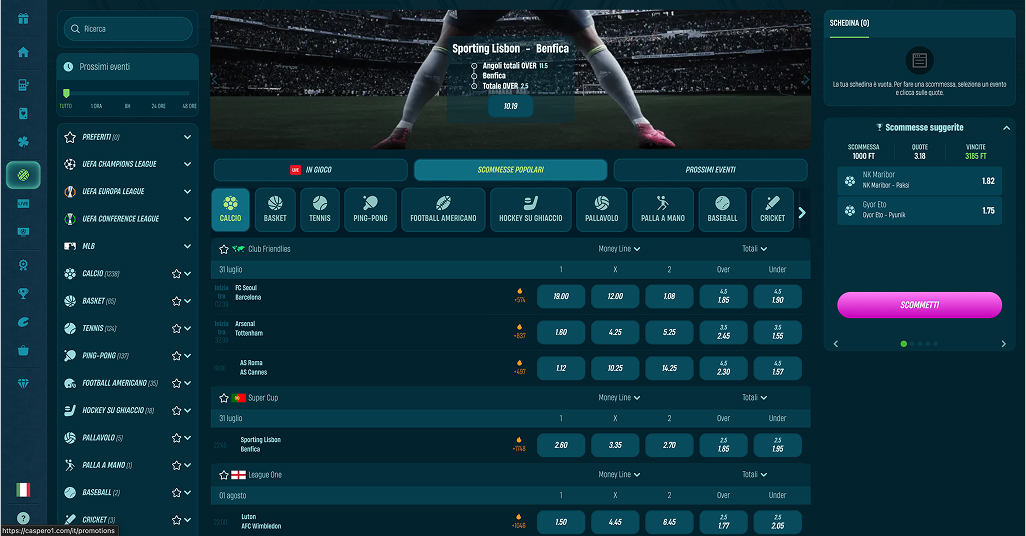 Scommesse sportive Caspero Casino